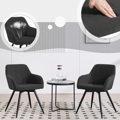 Lot De 2 Chaises Pivotantes Salle à Manger,fauteuil Salle à Manger,siège Rembourré En Velours,noir