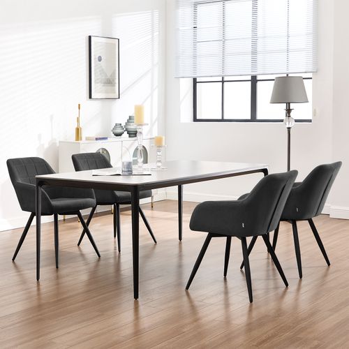 Lot De 4 Chaises Pivotantes Salle à Manger,fauteuil Salle à Manger,siège Rembourré En Velours,noir