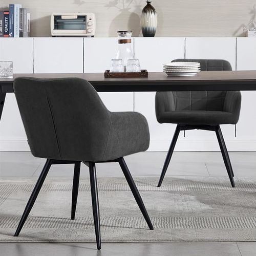 Lot De 4 Chaises Pivotantes Salle à Manger,fauteuil Salle à Manger,siège Rembourré En Velours,noir