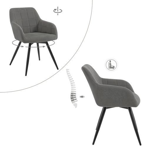 4 X Chaise Pivotante Salle à Manger,Fauteuil Salle à Manger,Siège Rembourré En Velours,Gris Foncé