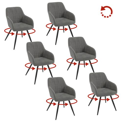 6 X Chaise Pivotante Salle à Manger,Fauteuil Salle à Manger,Siège Rembourré En Velours,Gris Foncé