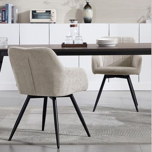 Chaise Pivotante Salle à Manger, Fauteuil Salle à Manger, Siège Rembourré En Velours, Gris Clair