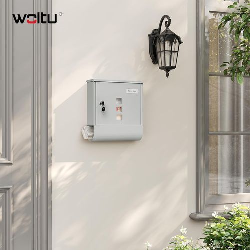 Boîte Aux Lettres Murale Verrouillable Avec 2 Clé,fenêtre Transparente,porte-nom,gris,30,5x9x33,5cm