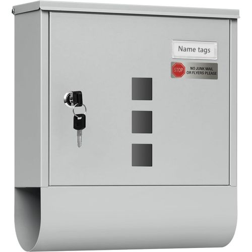 Boîte Aux Lettres Murale Verrouillable Avec 2 Clé,fenêtre Transparente,porte-nom,gris,30,5x9x33,5cm