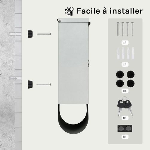 Boîte Aux Lettres Murale Verrouillable Avec 2 Clé,fenêtre Transparente,porte-nom,gris,30,5x9x33,5cm