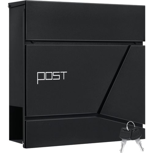 Boîte Aux Lettres Murale En Métal, Avec Porte-journaux, Couvercle,serrure Et Clé,noir,37x10,5x37cm