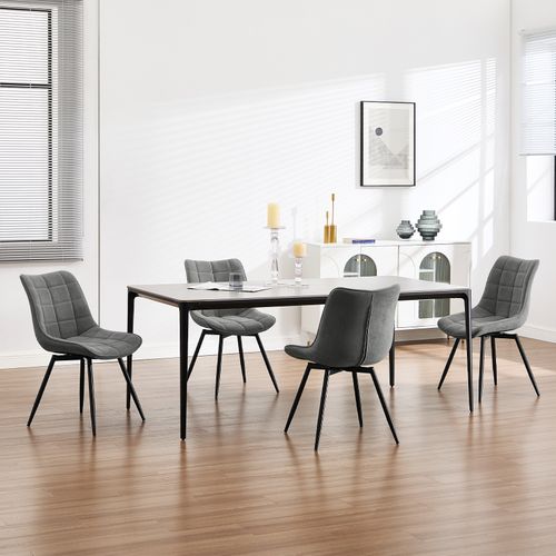 Lot De 4 Chaises Pivotantes Salle à Manger, Chaises De Cuisine, Rembourrée En Velours, Gris Foncé