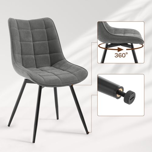 Lot De 4 Chaises Pivotantes Salle à Manger, Chaises De Cuisine, Rembourrée En Velours, Gris Foncé