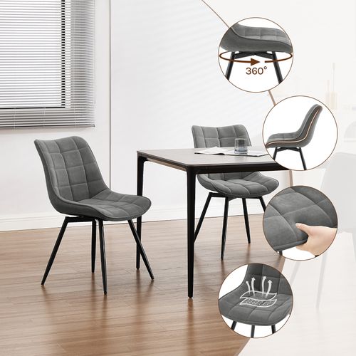 Lot De 4 Chaises Pivotantes Salle à Manger, Chaises De Cuisine, Rembourrée En Velours, Gris Foncé