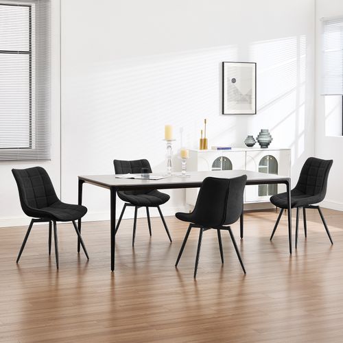 Lot De 4 Chaises Pivotantes Salle à Manger, Chaises De Cuisine, Rembourrée En Velours, Noir