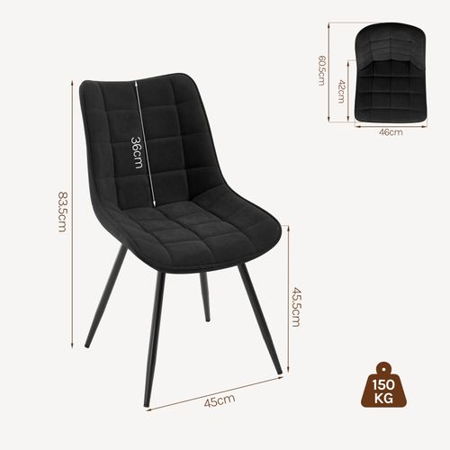 Lot De 4 Chaises Pivotantes Salle à Manger, Chaises De Cuisine, Rembourrée En Velours, Noir