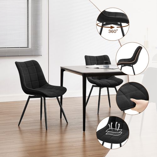 Lot De 4 Chaises Pivotantes Salle à Manger, Chaises De Cuisine, Rembourrée En Velours, Noir