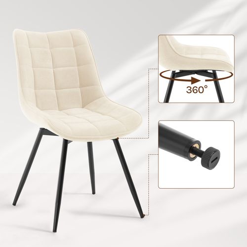 Lot De 4 Chaises Pivotantes Salle à Manger, Chaises De Cuisine, Rembourrée En Velours, Beige