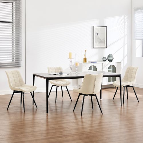 Lot De 4 Chaises Pivotantes Salle à Manger, Chaises De Cuisine, Rembourrée En Velours, Beige