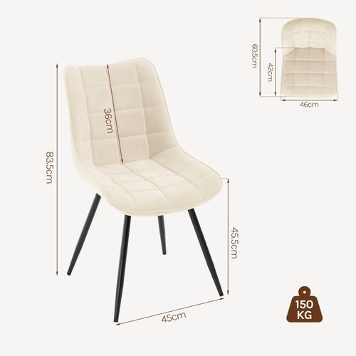 Lot De 4 Chaises Pivotantes Salle à Manger, Chaises De Cuisine, Rembourrée En Velours, Beige