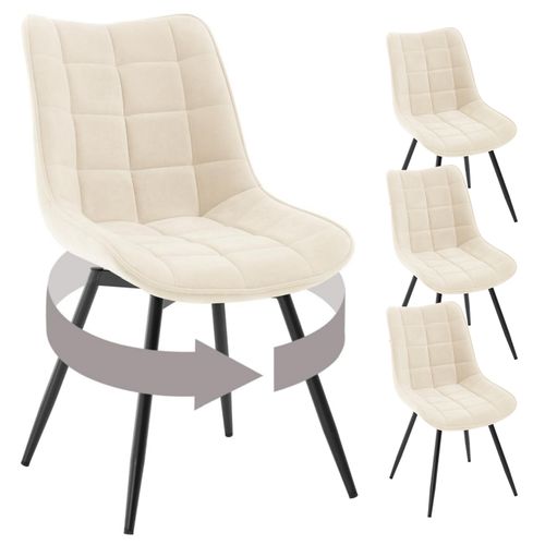 Lot De 4 Chaises Pivotantes Salle à Manger, Chaises De Cuisine, Rembourrée En Velours, Beige