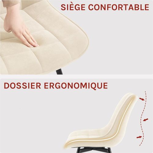 Lot De 4 Chaises Pivotantes Salle à Manger, Chaises De Cuisine, Rembourrée En Velours, Beige