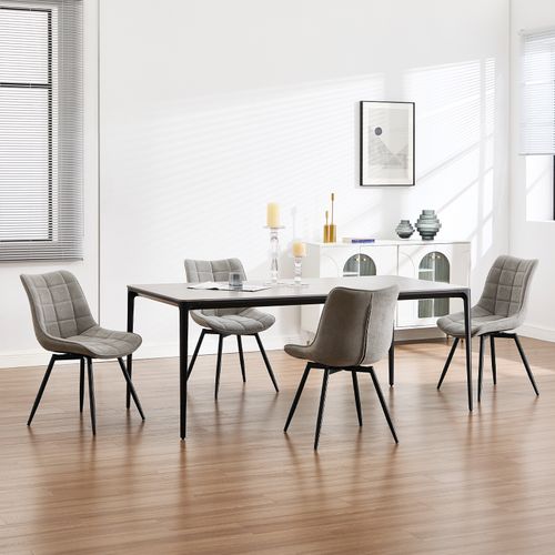 Lot De 4 Chaises Pivotantes Salle à Manger, Chaises De Cuisine, Rembourrée En Velours, Gris Clair