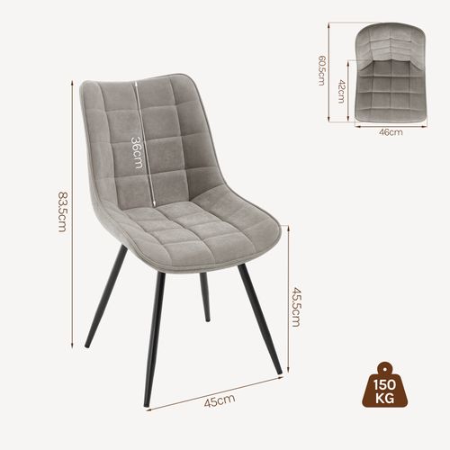 Lot De 4 Chaises Pivotantes Salle à Manger, Chaises De Cuisine, Rembourrée En Velours, Gris Clair