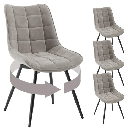 Lot De 4 Chaises Pivotantes Salle à Manger, Chaises De Cuisine, Rembourrée En Velours, Gris Clair