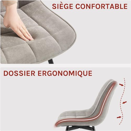 Lot De 4 Chaises Pivotantes Salle à Manger, Chaises De Cuisine, Rembourrée En Velours, Gris Clair