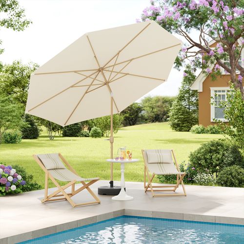 Parasol Jardin Déporté Avec Toile Φ300cm, Inclinable, Protection Uv Upf 50+