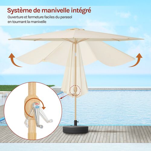 Parasol Jardin Déporté Avec Toile Φ300cm, Inclinable, Protection Uv Upf 50+