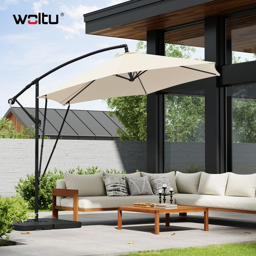 Parasol Cantilever, Parasol De Jardin Suspendu Ø 310cm, Avec Protection Uv, Inclinable, Avec Housse