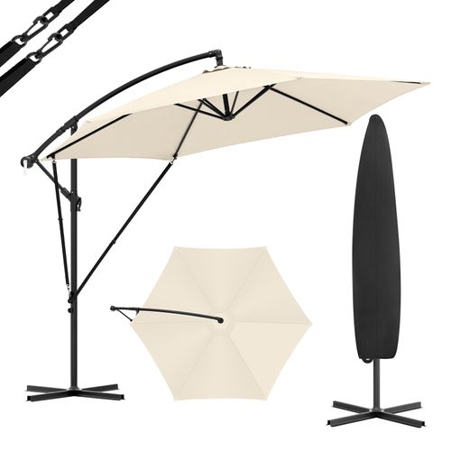 Parasol Cantilever, Parasol De Jardin Suspendu Ø 310cm, Avec Protection Uv, Inclinable, Avec Housse
