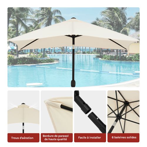 Parasol De Jardin Inclinable, Déporté Avec Protection Uv Upf 50+, Avec Sac De Transport, 206x135cm