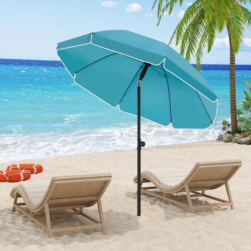 Parasol Jardin 155 Cm Inclinaison Réglable - Anti-uv - Sac Inclus - Bleu