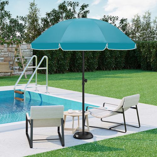 Parasol Jardin 155 Cm Inclinaison Réglable - Anti-uv - Sac Inclus - Bleu