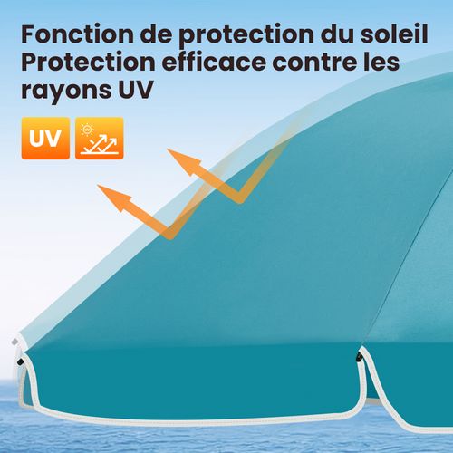 Parasol Jardin 195cm Inclinaison Réglable - Anti-UV - Sac Inclus -Bleu