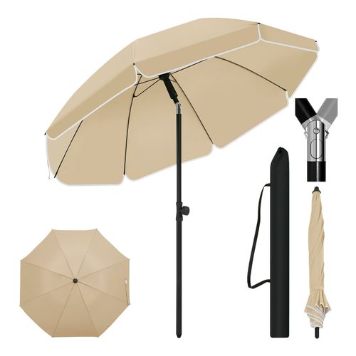Parasol Jardin 155 Cm Inclinaison Réglable - Anti-UV -Sac Inclus - Taupe