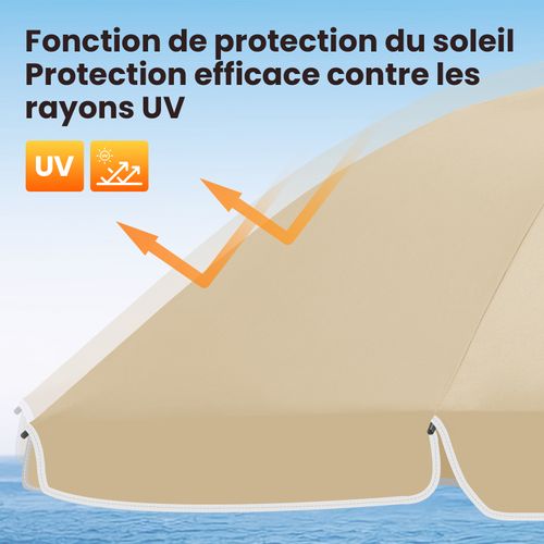 Parasol Jardin 195 Cm - Inclinaison Réglable - Anti-uv - Sac Inclus - Taupe
