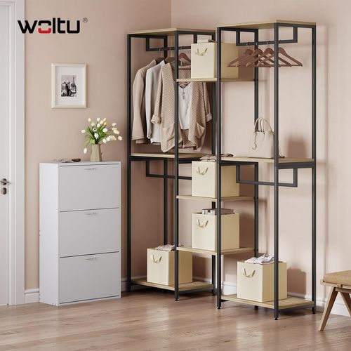 Lot De 5 Boîte Rangement Pliable En Tissu, Avec Poignée, Cadre En Métal, 26x26x26,5 Cm, Crème