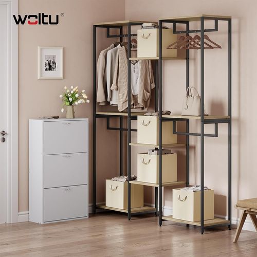 Lot De 5 Boîte Rangement Pliable En Tissu, Avec Poignée, Cadre En Métal, 29,5x29,5x28,5cm, Crème