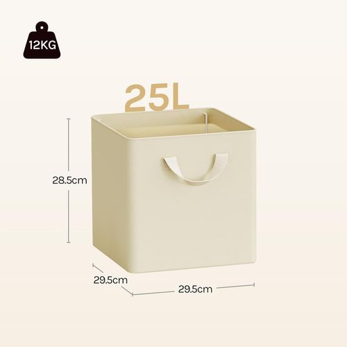 Lot De 5 Boîte Rangement Pliable En Tissu, Avec Poignée, Cadre En Métal, 29,5x29,5x28,5cm, Crème