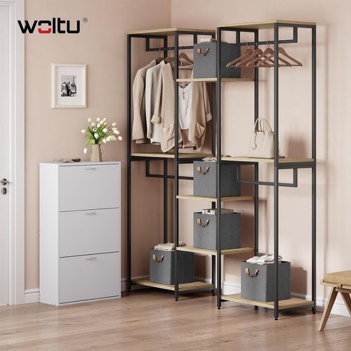 Lot De 5 Boîte Rangement Pliable En Tissu, Avec Poignée, Cadre En Métal, 26x26x26,5 Cm, Gris