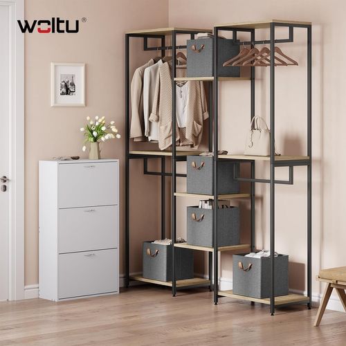 Lot De 5 Boîte Rangement Pliable En Tissu, Avec Poignée, Cadre En Métal, 29,5x29,5x28,5cm, Gris