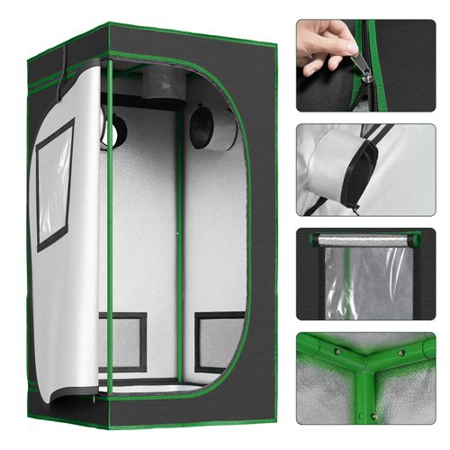 Tente De Culture Hydroponique 60x60x120cm,avec Fenêtre D'observation,en Mylar Réfléchissant,noir