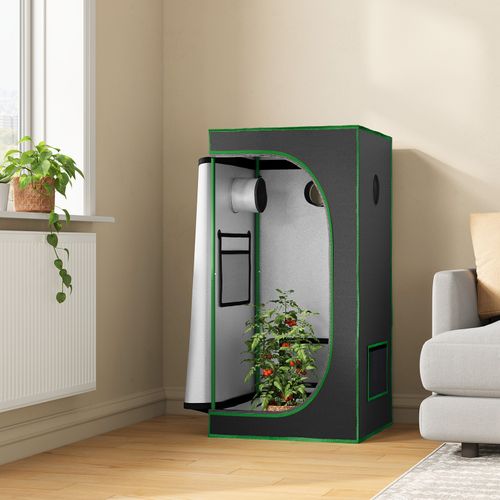 Tente De Culture Hydroponique 60x60x120cm,avec Fenêtre D'observation,en Mylar Réfléchissant,noir