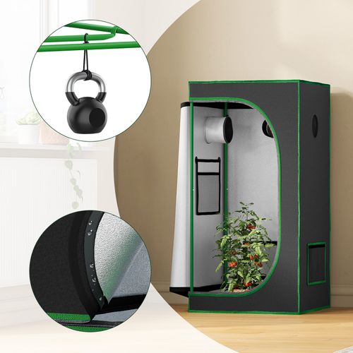Tente De Culture Hydroponique 60x60x120cm,avec Fenêtre D'observation,en Mylar Réfléchissant,noir