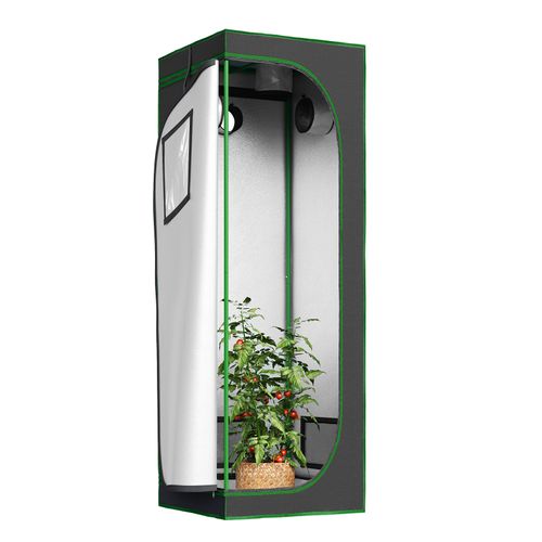 Tente De Culture Hydroponique 60x60x180cm,avec Fenêtre D'observation,en Mylar Réfléchissant,noir