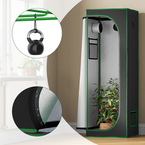 Tente De Culture Hydroponique 60x60x180cm,avec Fenêtre D'observation,en Mylar Réfléchissant,noir