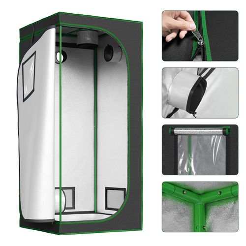 Tente De Culture Hydroponique 80x80x180cm,avec Fenêtre D'observation,en Mylar Réfléchissant,noir