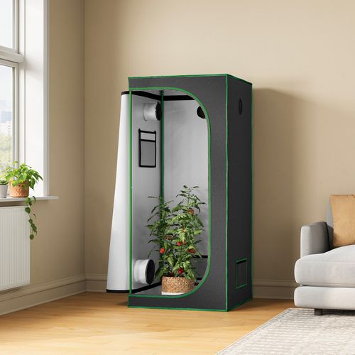Tente De Culture Hydroponique 80x80x180cm,avec Fenêtre D'observation,en Mylar Réfléchissant,noir