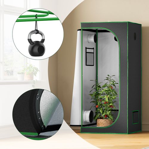 Tente De Culture Hydroponique 80x80x180cm,avec Fenêtre D'observation,en Mylar Réfléchissant,noir