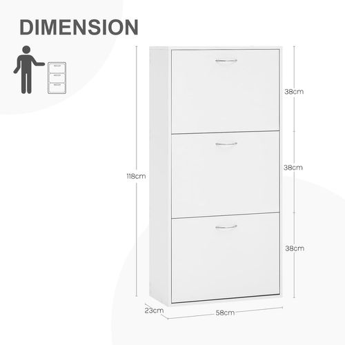 Meuble à Chaussure Avec Étagères Réglables,Pour 14-18 Paires,58x23x118cm,En Bois D'ingénierie,Blanc