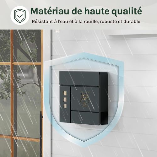 Boîte Aux Lettres Avec Serrure, Fenêtres D'observation,couvercle Rabattable,37x10,5x37cm,anthracite